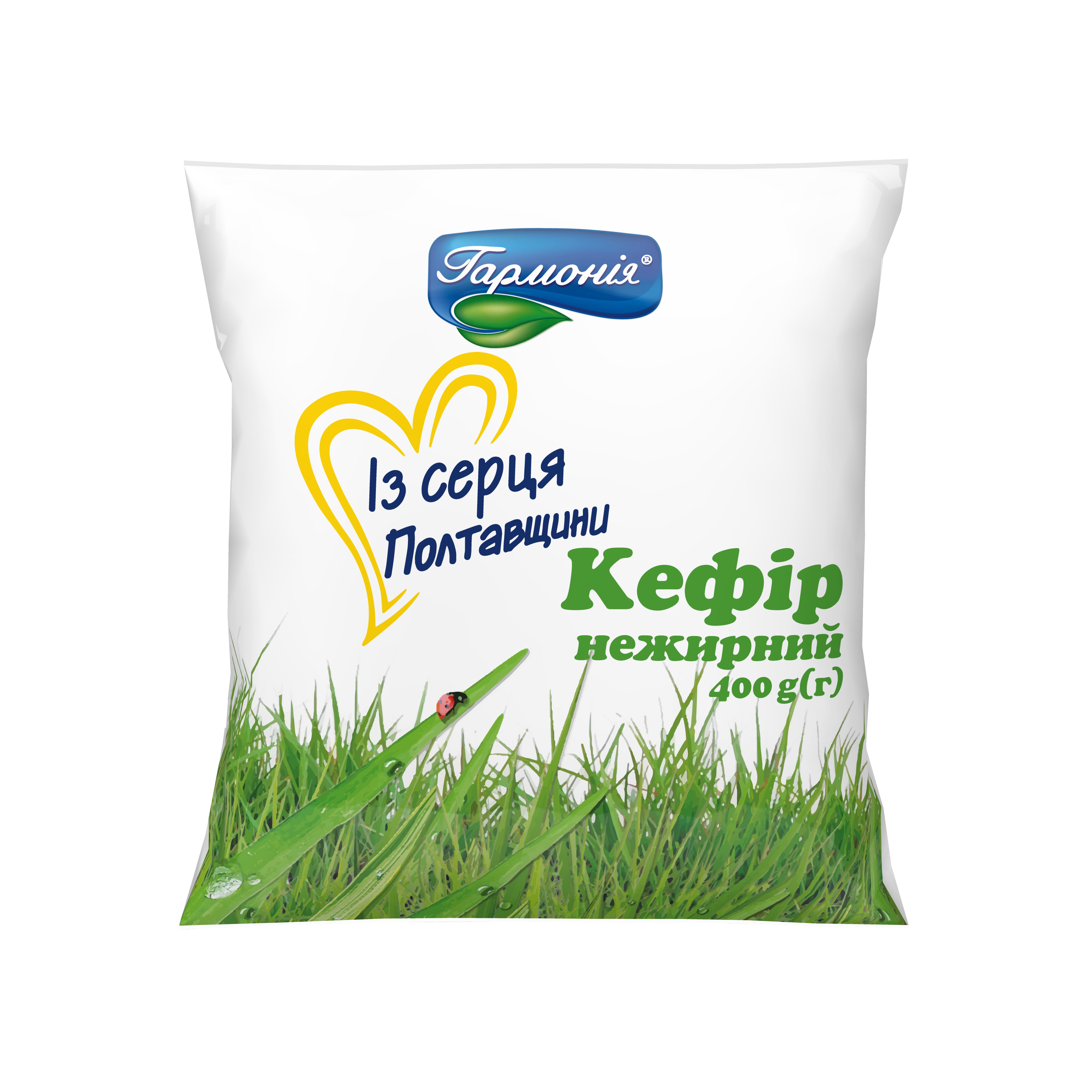 Кефір нежирний 400г, плівка, ТМ "ГАРМОНІЯ"